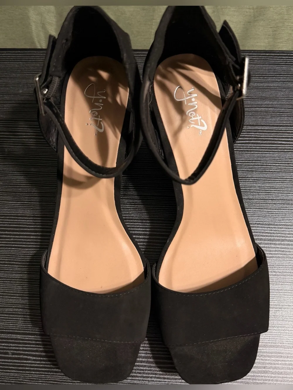 Black Platform Block Heel Sandals with Ankle Strap